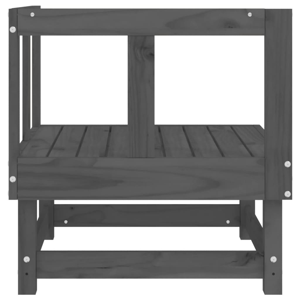 Garden Corner Sofas 2 Pcs Grey Solid Wood Pine