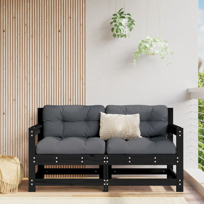 Garden Corner Sofas 2 Pcs Black Solid Wood Pine