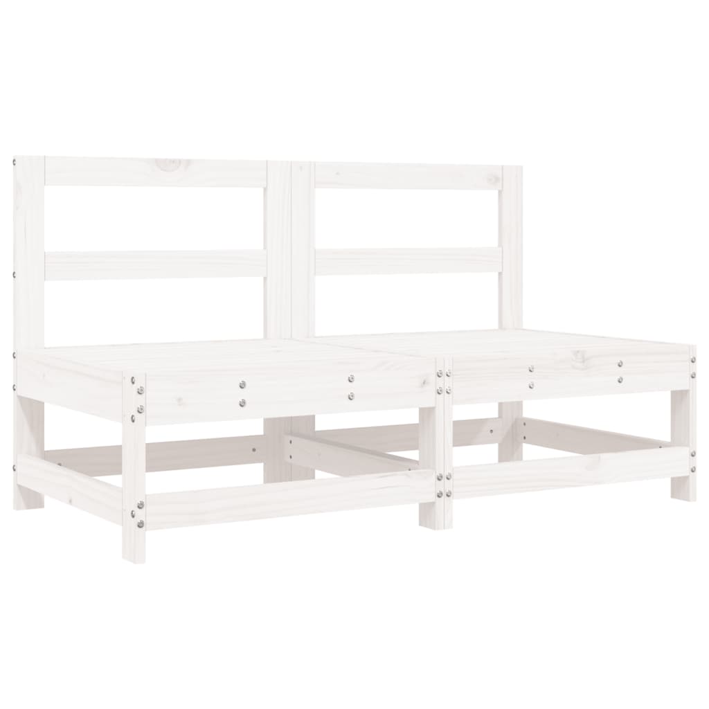 Garden Middle Sofas 2 Pcs White Solid Wood Pine