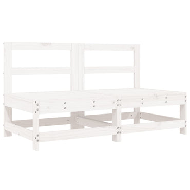 Garden Middle Sofas 2 Pcs White Solid Wood Pine