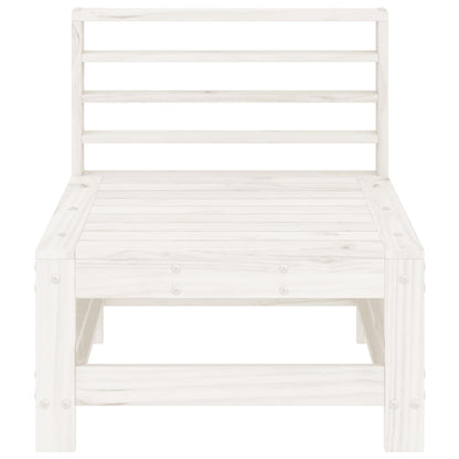 Garden Middle Sofa White Solid Wood Pine