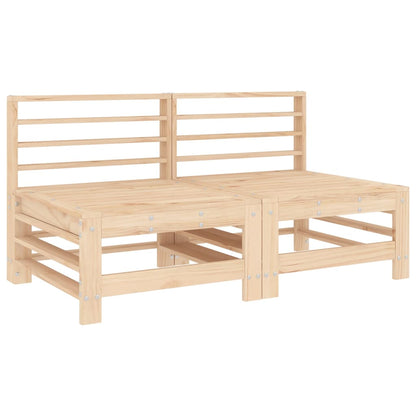 Garden Middle Sofas 2 Pcs Solid Wood Pine