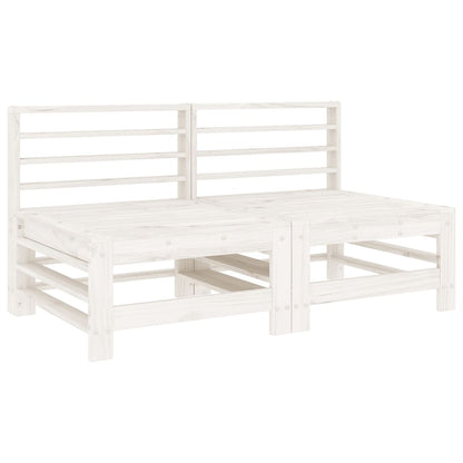 Garden Middle Sofas 2 Pcs White Solid Wood Pine