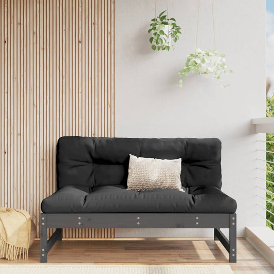 Garden Middle Sofa Grey 120X80 Cm Solid Wood Pine