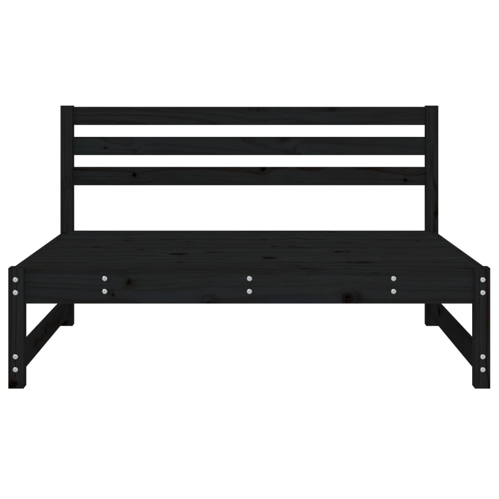 Garden Middle Sofa Black 120X80 Cm Solid Wood Pine