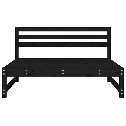 Garden Middle Sofa Black 120X80 Cm Solid Wood Pine