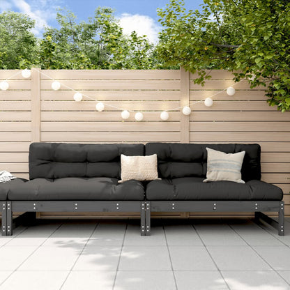 Garden Middle Sofas 2 Pcs Grey 120X80 Cm Solid Wood Pine