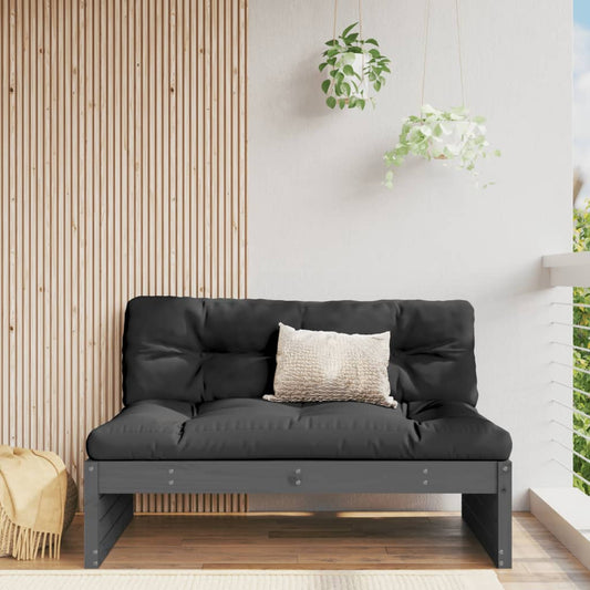 Garden Middle Sofa Grey 120X80 Cm Solid Wood Pine