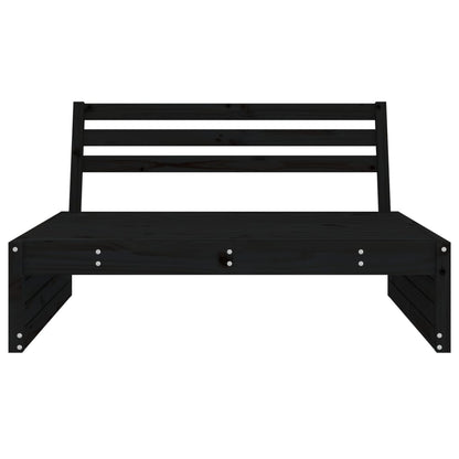 Garden Middle Sofa Black 120X80 Cm Solid Wood Pine