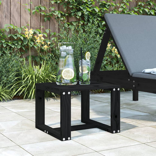 Garden Side Table Black 40X38X28.5 Cm Solid Wood Pine