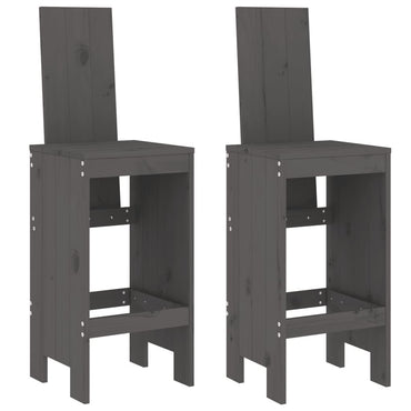 Bar Stools 2 Pcs Grey 40X42X120 Cm Solid Wood Pine