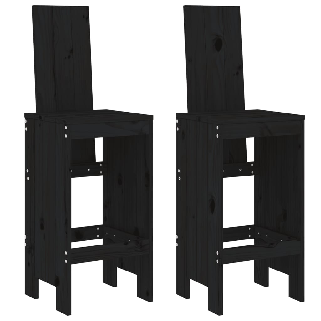 Bar Stools 2 Pcs Black 40X42X120 Cm Solid Wood Pine