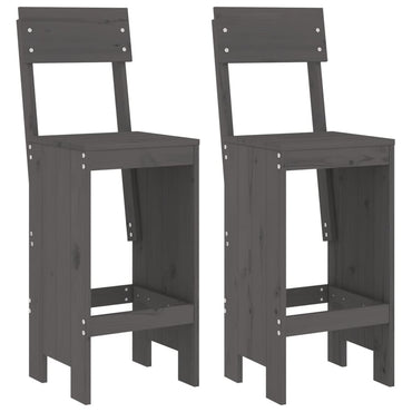 Bar Stools 2 Pcs Grey 40X48.5X115.5 Cm Solid Wood Pine