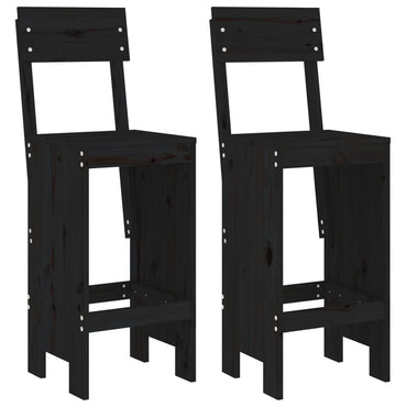 Bar Stools 2 Pcs Black 40X48.5X115.5 Cm Solid Wood Pine