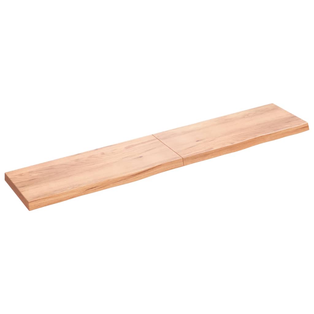 Wall Shelf Light Brown 200X40X(2-6) Cm Treated Solid Wood Oak