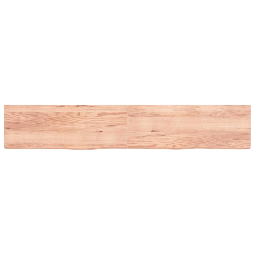 Wall Shelf Light Brown 220X40X(2-4) Cm Treated Solid Wood Oak