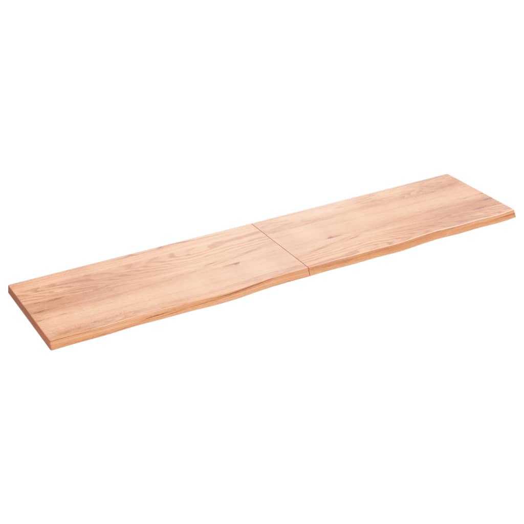 Wall Shelf Light Brown 220X50X(2-4) Cm Treated Solid Wood Oak