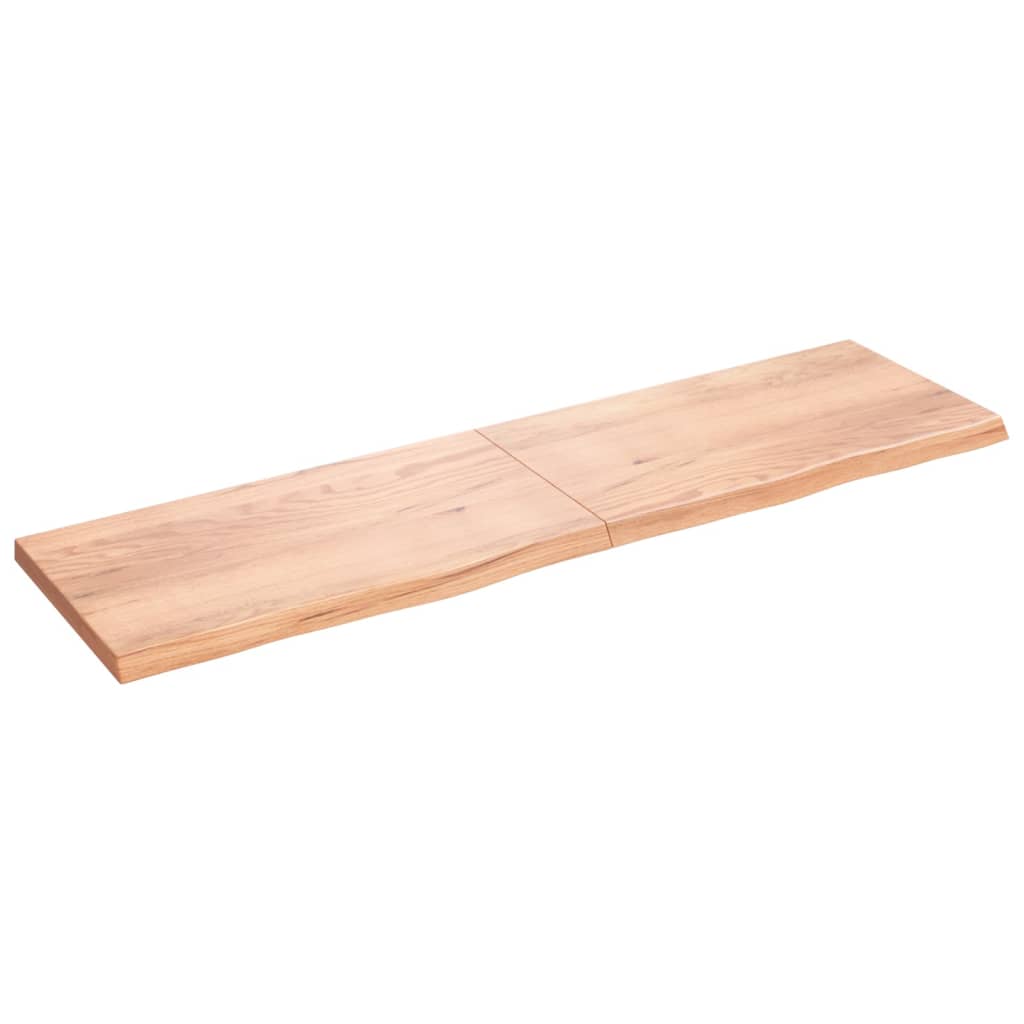 Wall Shelf Light Brown 220X60X(2-6) Cm Treated Solid Wood Oak