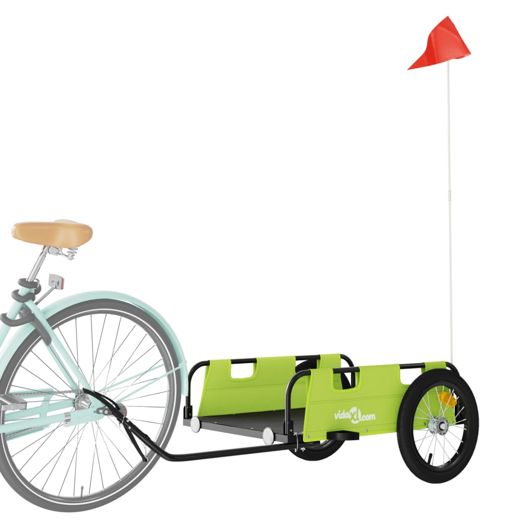 Bike Trailer Green Oxford Fabric And Iron