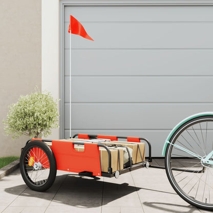 Bike Trailer Orange Oxford Fabric And Iron