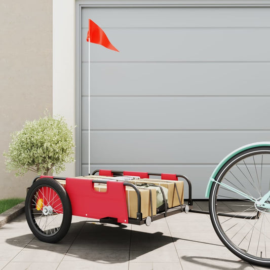 Bike Trailer Red Oxford Fabric And Iron