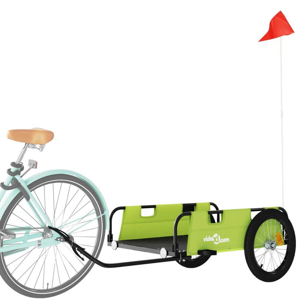 Bike Trailer Green Oxford Fabric And Iron