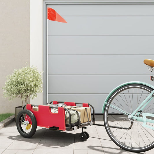 Bike Trailer Red Oxford Fabric And Iron