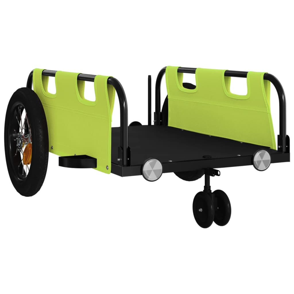 Bike Trailer Green Oxford Fabric And Iron