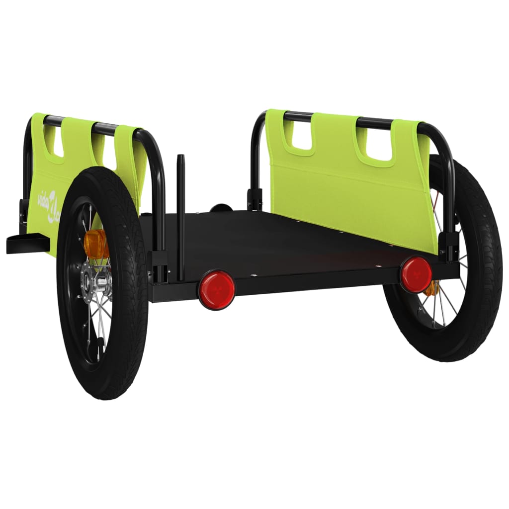 Bike Trailer Green Oxford Fabric And Iron