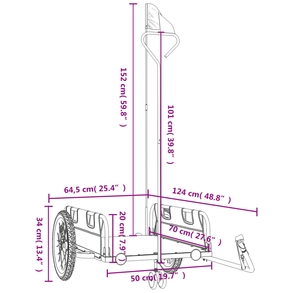 Bike Trailer Grey Oxford Fabric And Iron