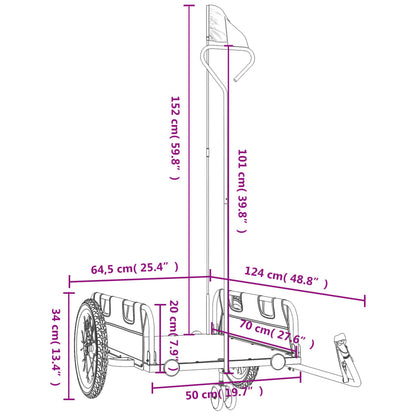 Bike Trailer Grey Oxford Fabric And Iron