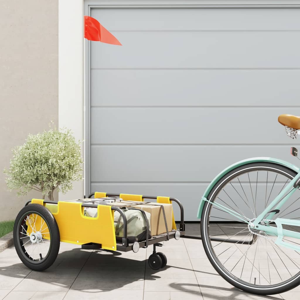 Bike Trailer Yellow Oxford Fabric And Iron