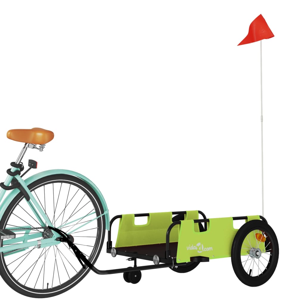 Bike Trailer Green Oxford Fabric And Iron