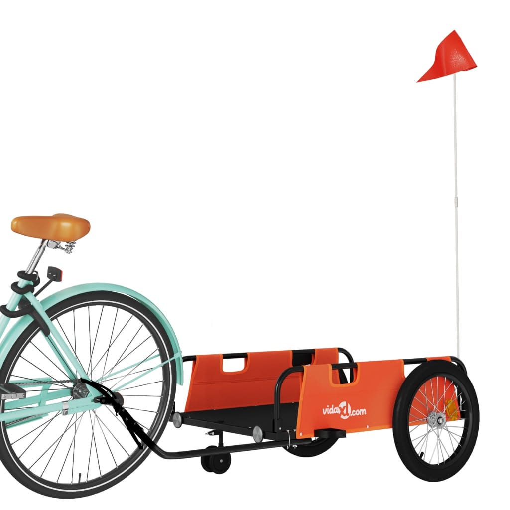 Bike Trailer Orange And Black Oxford Fabric And Iron