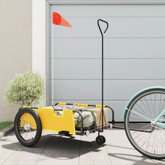 Bike Trailer Yellow And Black Oxford Fabric And Iron