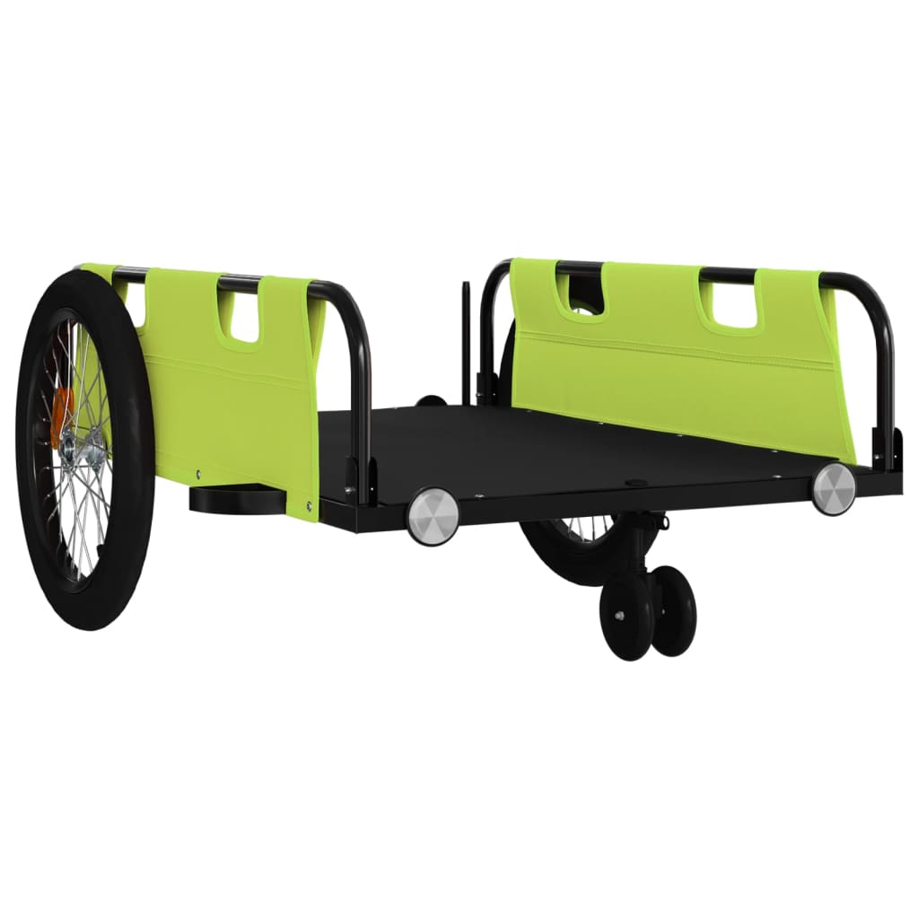 Bike Trailer Green And Black Oxford Fabric And Iron