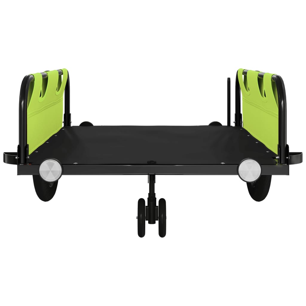 Bike Trailer Green And Black Oxford Fabric And Iron