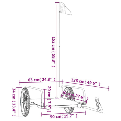 Bike Trailer Black 126X63X34 Cm Iron