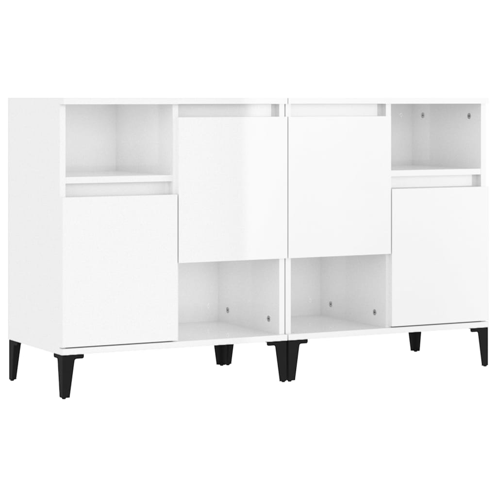 Sideboards 2 Pcs High Gloss White 60X35X70 Cm Engineered Wood