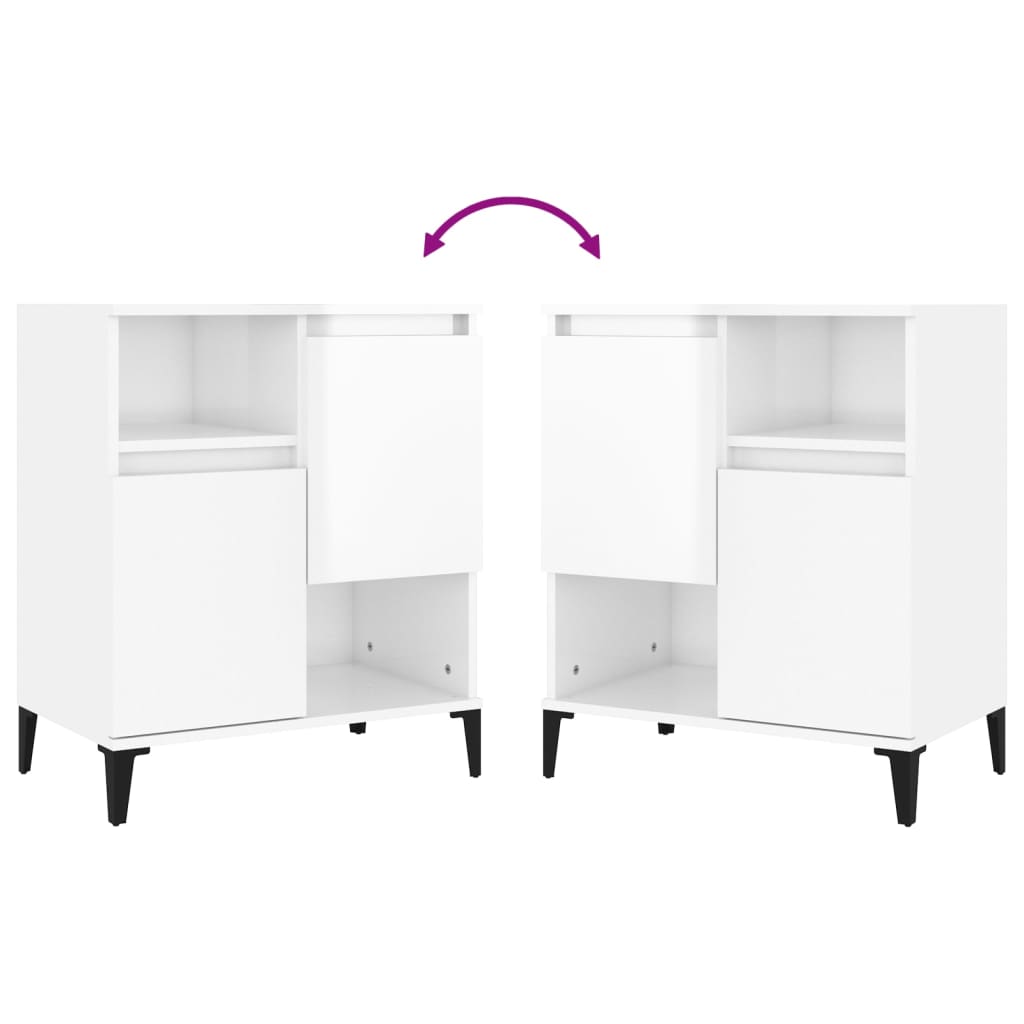 Sideboards 2 Pcs High Gloss White 60X35X70 Cm Engineered Wood