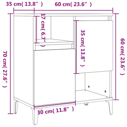 Sideboards 2 Pcs High Gloss White 60X35X70 Cm Engineered Wood