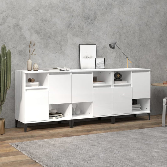 Sideboards 3 Pcs High Gloss White 60X35X70 Cm Engineered Wood