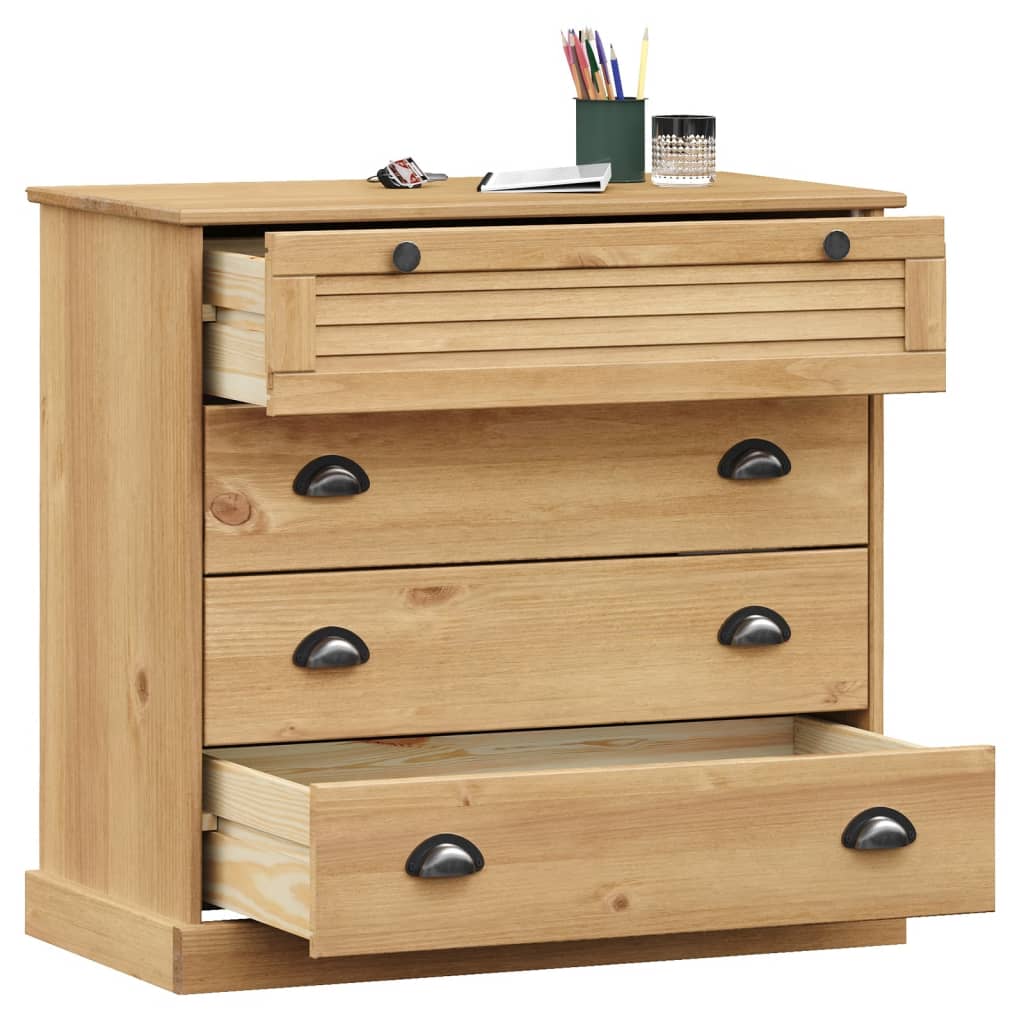 Chest Of Drawers Vigo 80X40X76 Cm Solid Wood Pine