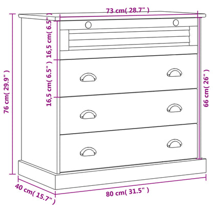 Chest Of Drawers Vigo 80X40X76 Cm Solid Wood Pine