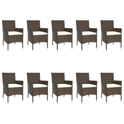 11 Piece Garden Dining Set With Cushions Brown Poly Rattan