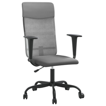 Office Chair Height Adjustable Grey Mesh Fabric And Faux Leather