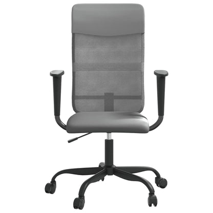 Office Chair Height Adjustable Grey Mesh Fabric And Faux Leather