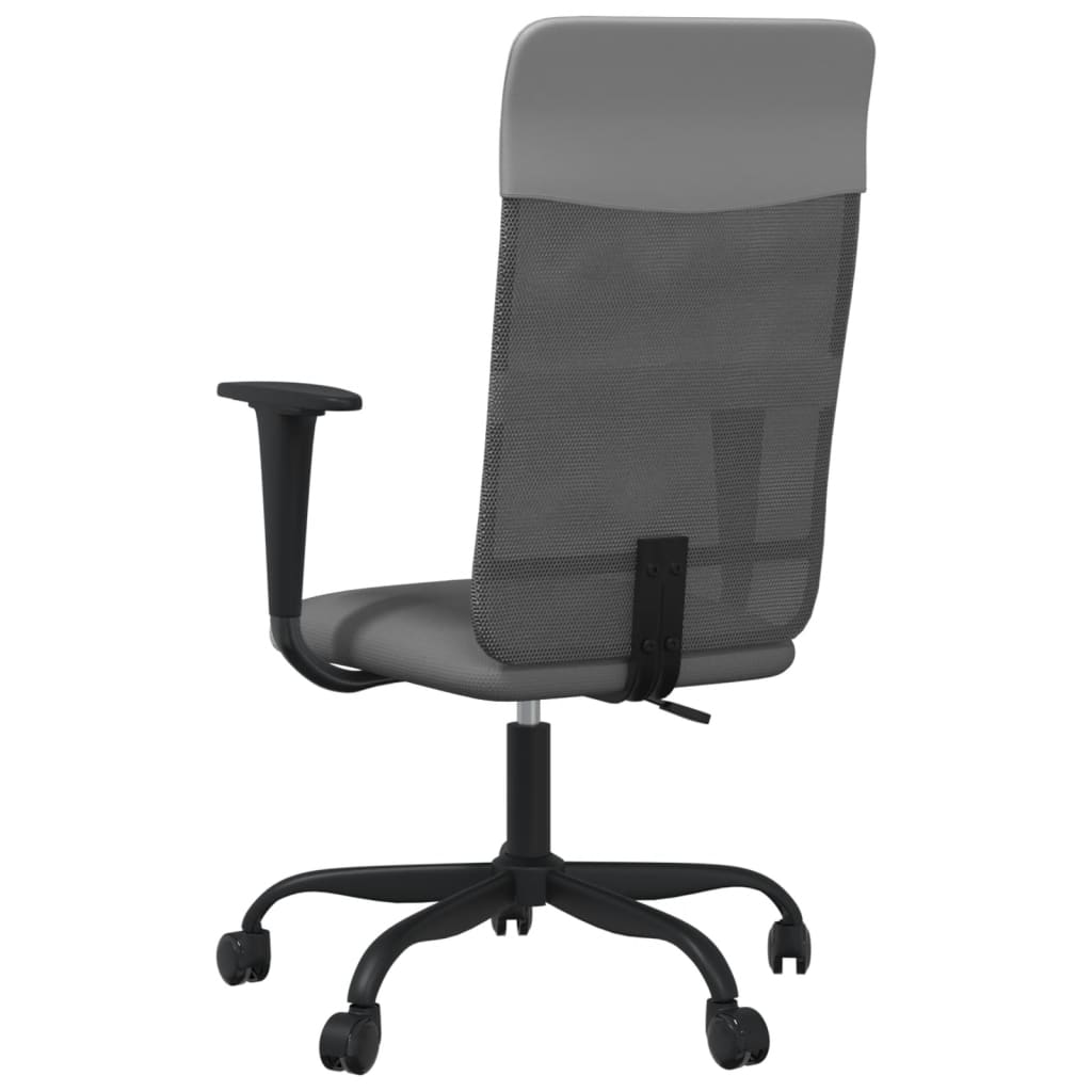 Office Chair Height Adjustable Grey Mesh Fabric And Faux Leather