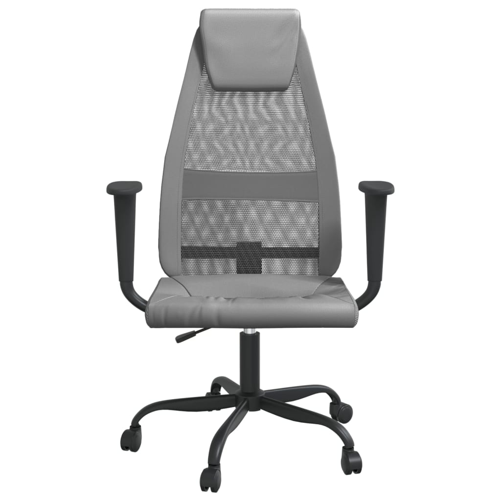 Office Chair Grey Mesh Fabric And Faux Leather