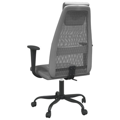 Office Chair Grey Mesh Fabric And Faux Leather